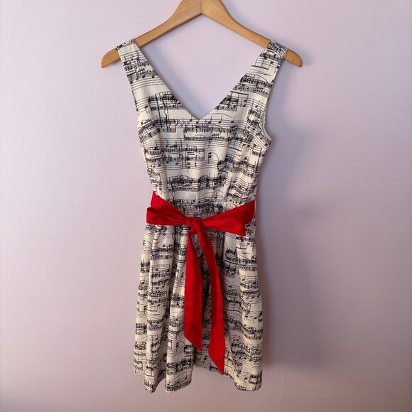 Modcloth "In the Key of Chic" Musical Score Dress in Black and Cream - Picture 4 of 12